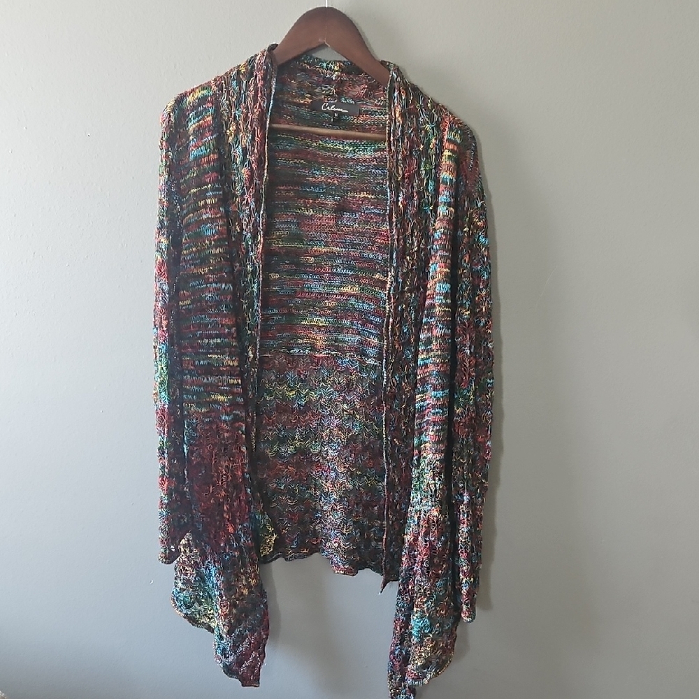 Vibrant Knit Women's Cardigan M Boho Chic Granola Hippie